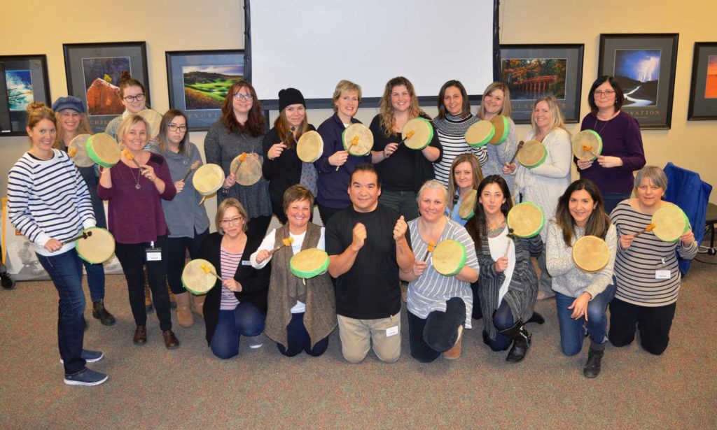 Simcoe Community Services staff create traditional hand drums